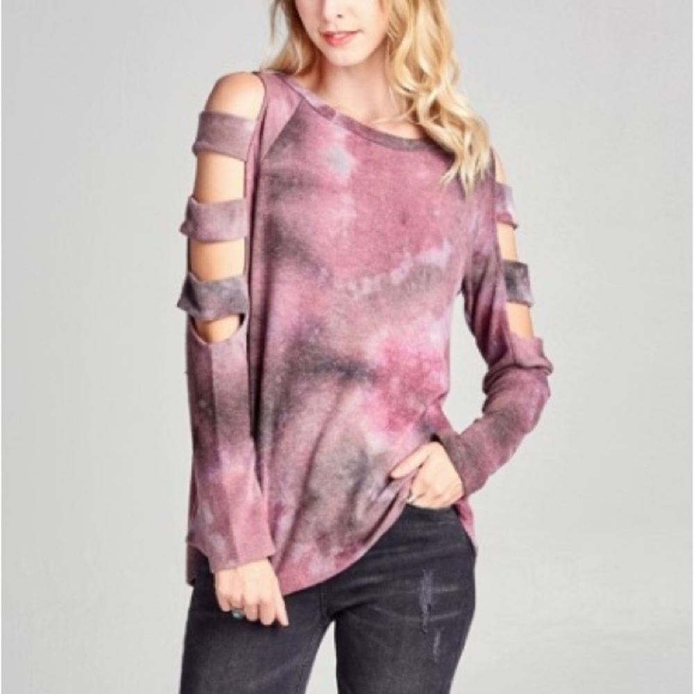 Ladder sleeves long sleeve tie dye top - Picture 5 of 5